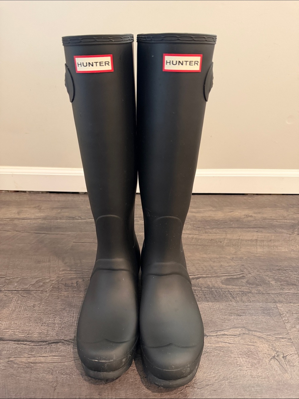 Hunter Women's 10 Matte Black Original Wellington Tall Waterproof Rain Boots - Picture 5 of 10